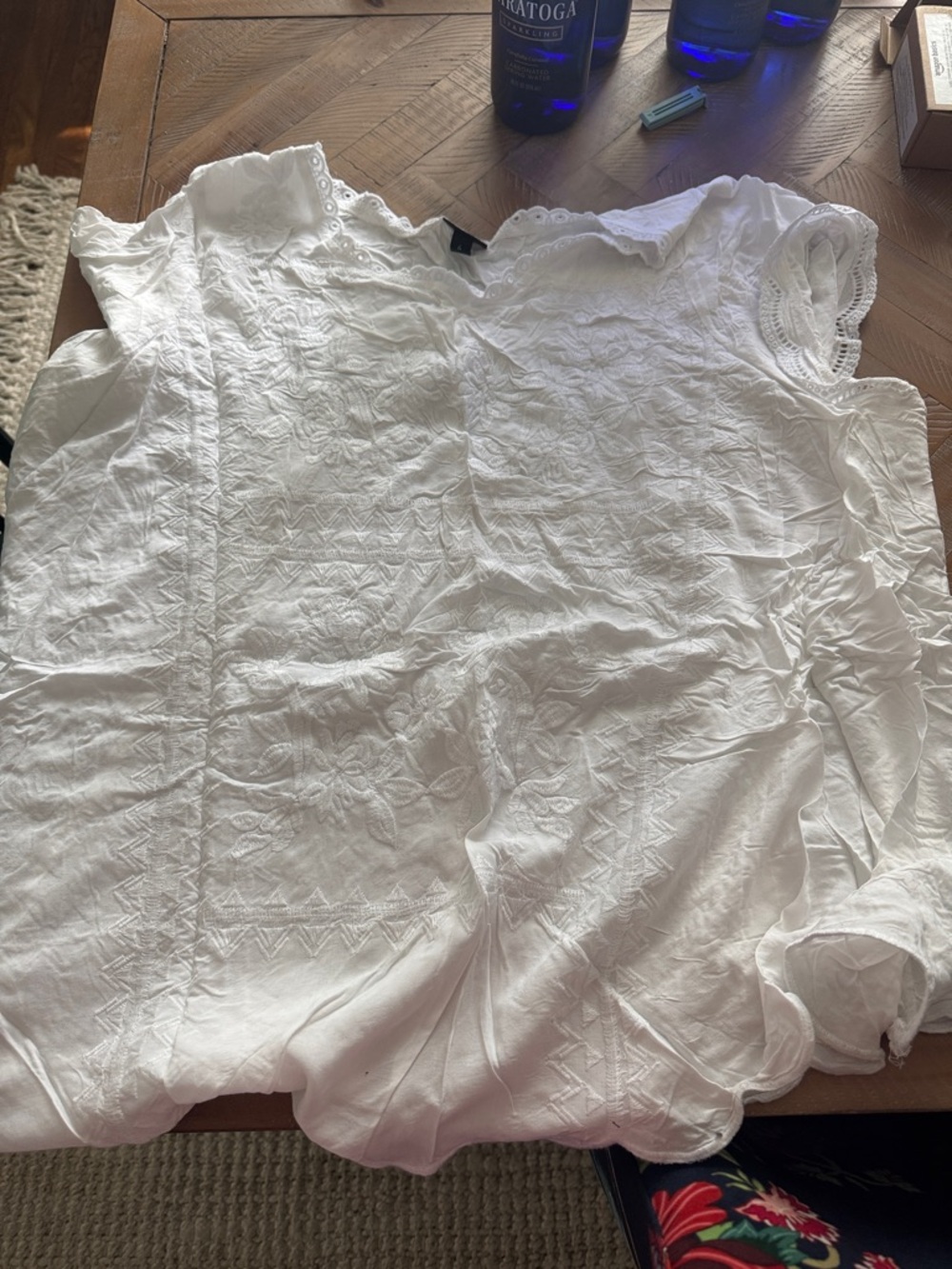 torrid White Embroidered Lace-Trim Blouse